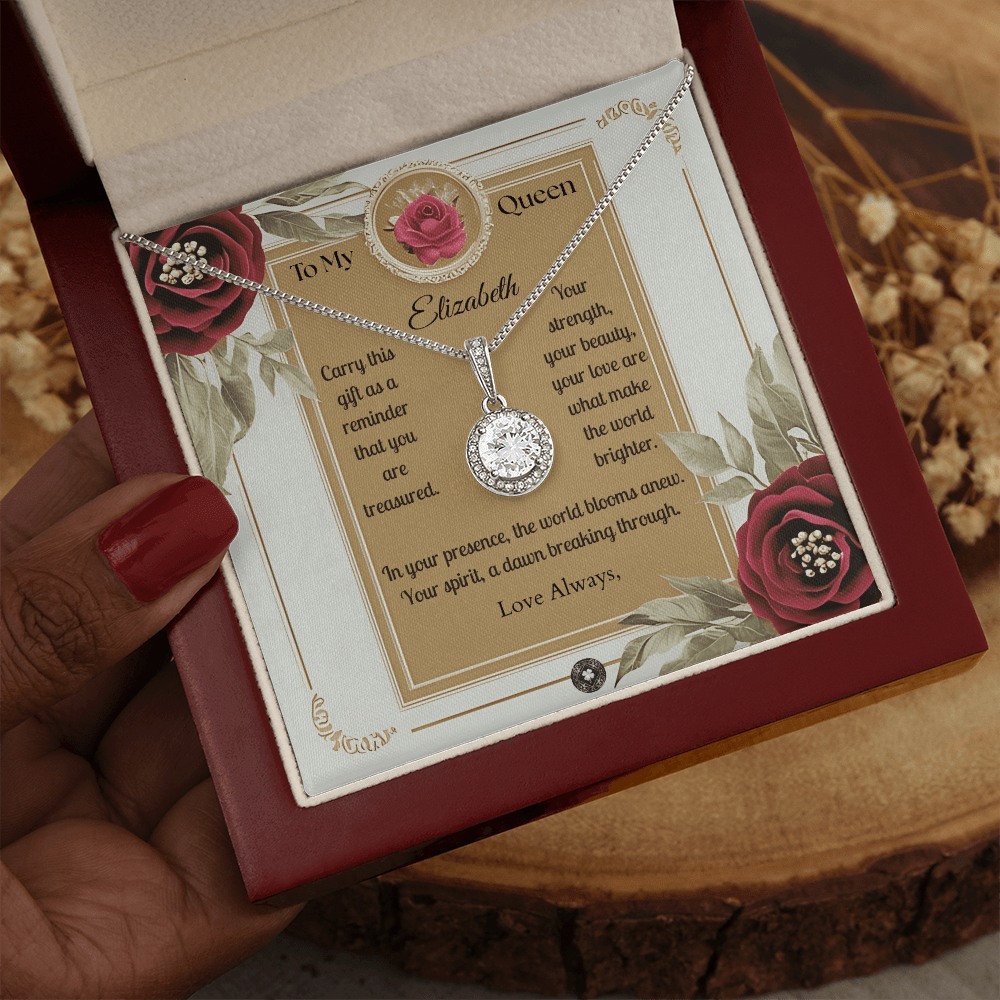 Eternal Hope Necklace: Queen Jewelry Mahogany Style Luxury Box with LED The Silver Clover & Co.
