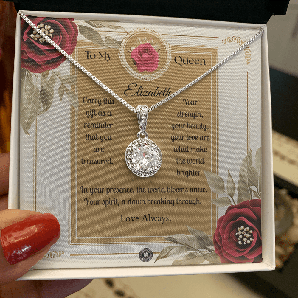 Eternal Hope Necklace: Queen Jewelry Mahogany Style Luxury Box with LED The Silver Clover & Co.