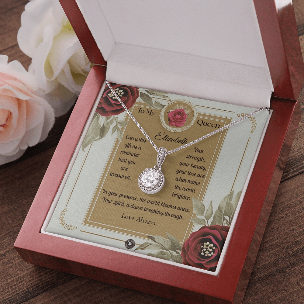 Eternal Hope Necklace: Queen Jewelry Mahogany Style Luxury Box with LED The Silver Clover & Co.