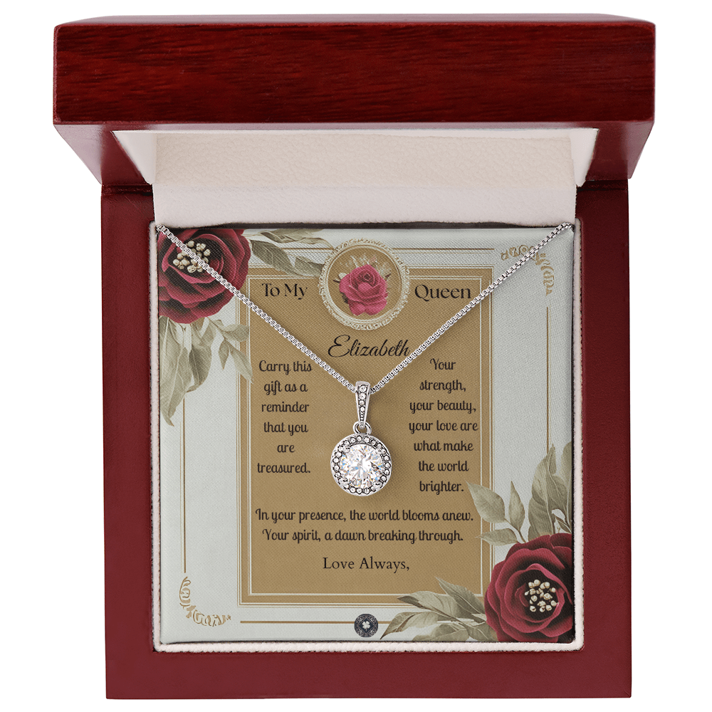 Eternal Hope Necklace: Queen Jewelry Mahogany Style Luxury Box with LED The Silver Clover & Co.
