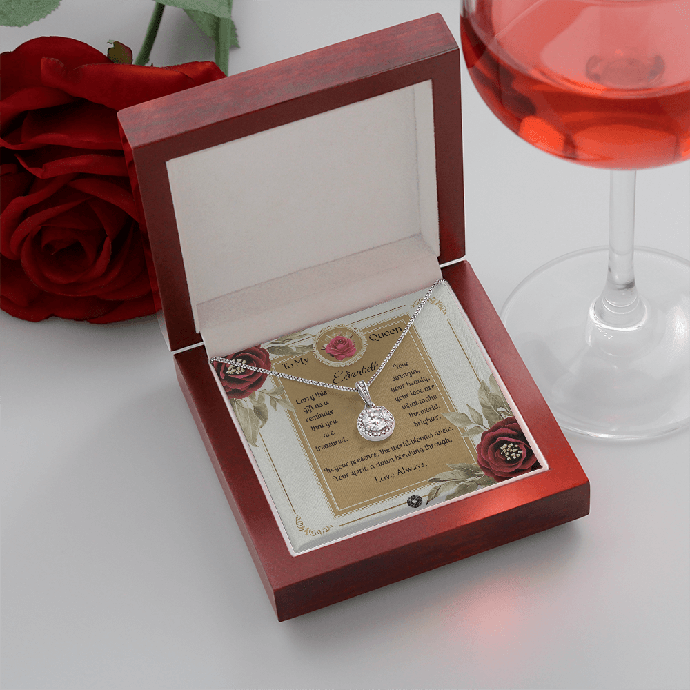Eternal Hope Necklace: Queen Jewelry Mahogany Style Luxury Box with LED The Silver Clover & Co.
