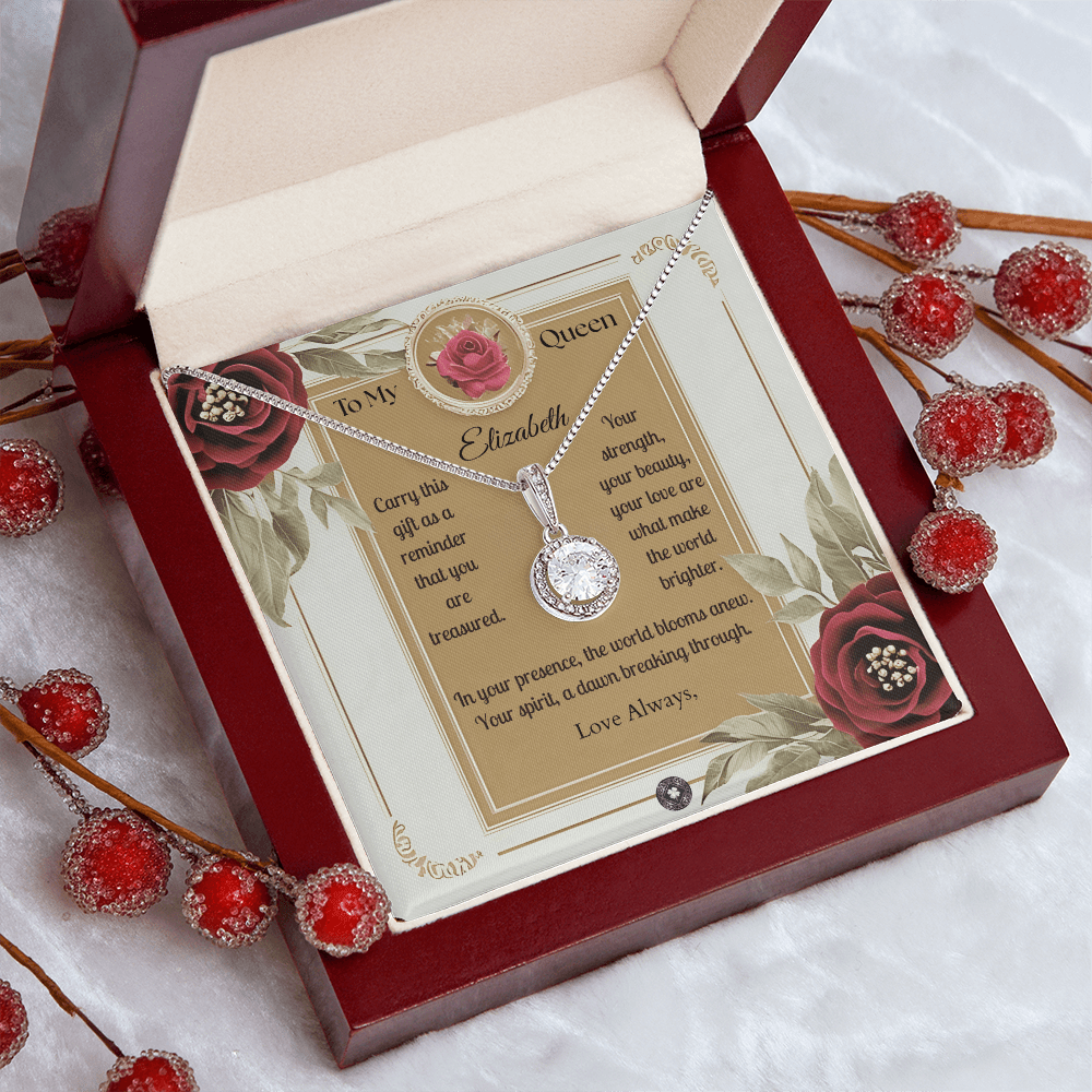 Eternal Hope Necklace: Queen Jewelry Mahogany Style Luxury Box with LED The Silver Clover & Co.