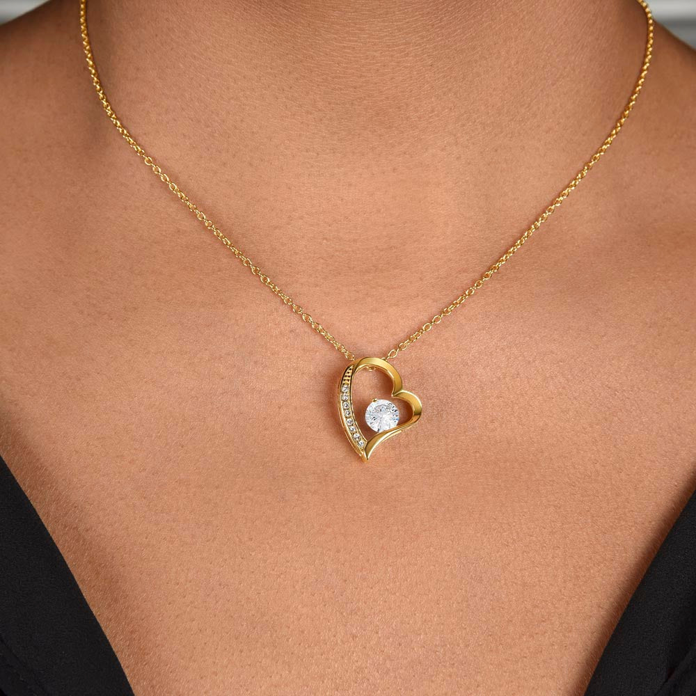 Forever Love Necklace: Angel Jewelry 18k Yellow Gold Mahogany Style Luxury Box with LED The Silver Clover & Co.