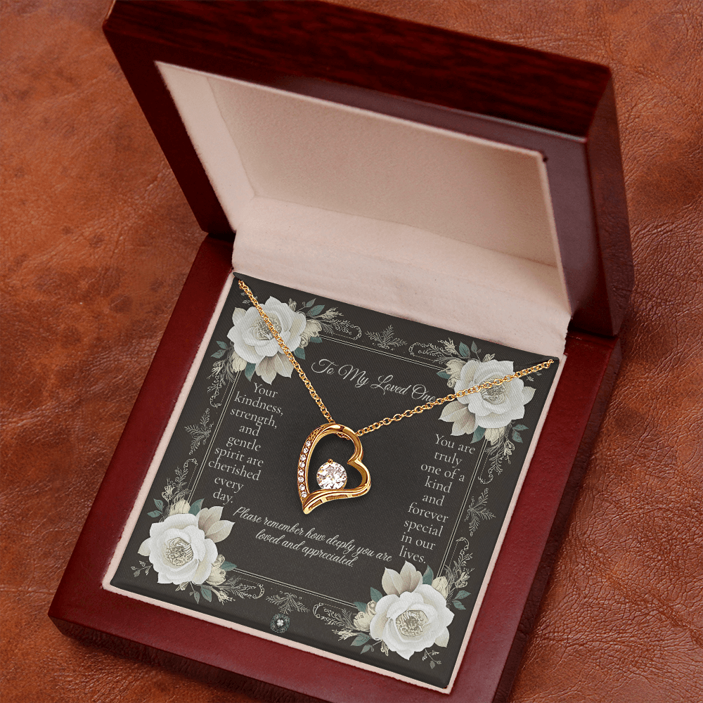 Forever Love Necklace: Angel Jewelry 18k Yellow Gold Mahogany Style Luxury Box with LED The Silver Clover & Co.