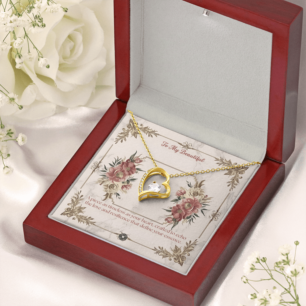 Forever Love Necklace: Beautiful Jewelry 18k Yellow Gold Mahogany Style Luxury Box with LED The Silver Clover & Co.