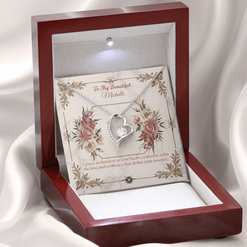 Forever Love Necklace: Beautiful Jewelry 14k White Gold Mahogany Style Luxury Box with LED The Silver Clover & Co.
