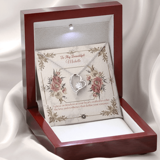 Forever Love Necklace: Beautiful Jewelry 14k White Gold Mahogany Style Luxury Box with LED The Silver Clover & Co.