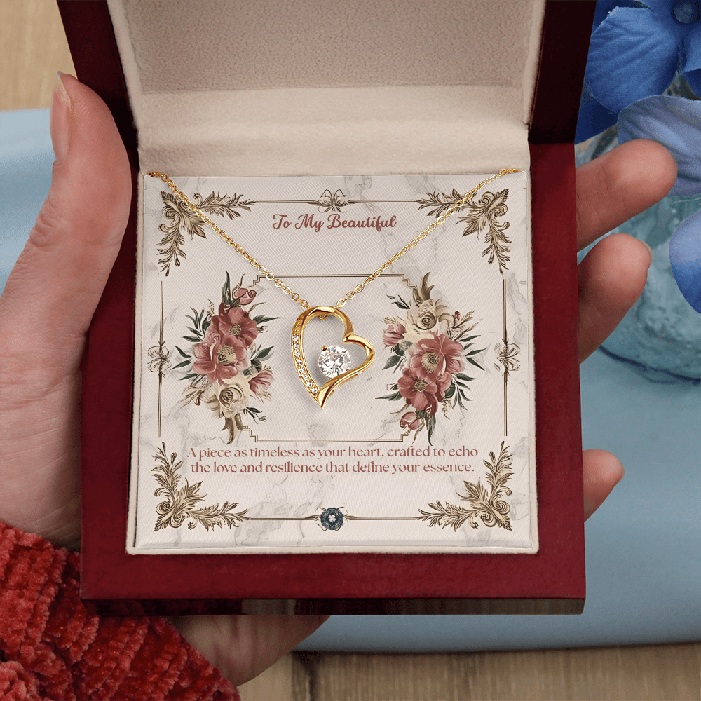 Forever Love Necklace: Beautiful Jewelry 18k Yellow Gold Mahogany Style Luxury Box with LED The Silver Clover & Co.