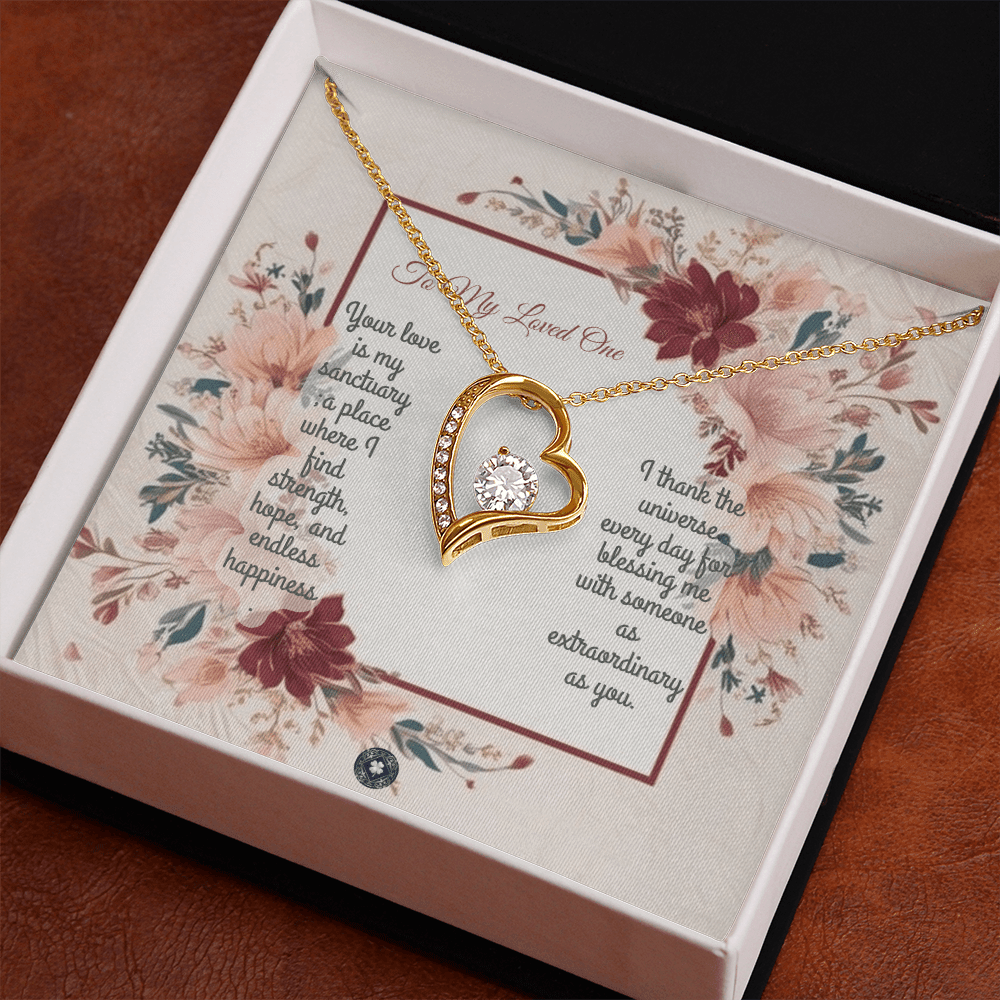 Forever Love Necklace: Darling Jewelry 18k Yellow Gold Mahogany Style Luxury Box with LED The Silver Clover & Co.
