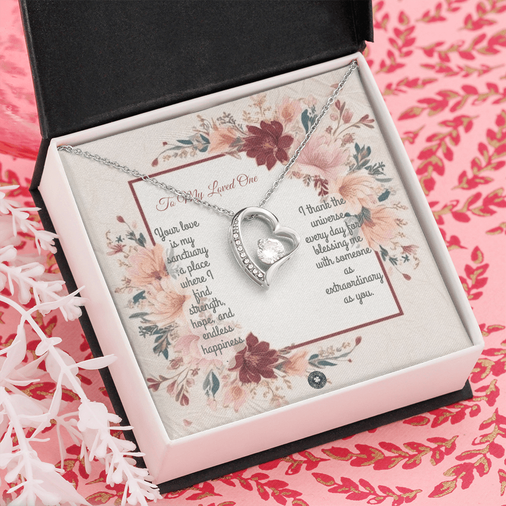 Forever Love Necklace: Darling Jewelry 18k Yellow Gold Mahogany Style Luxury Box with LED The Silver Clover & Co.