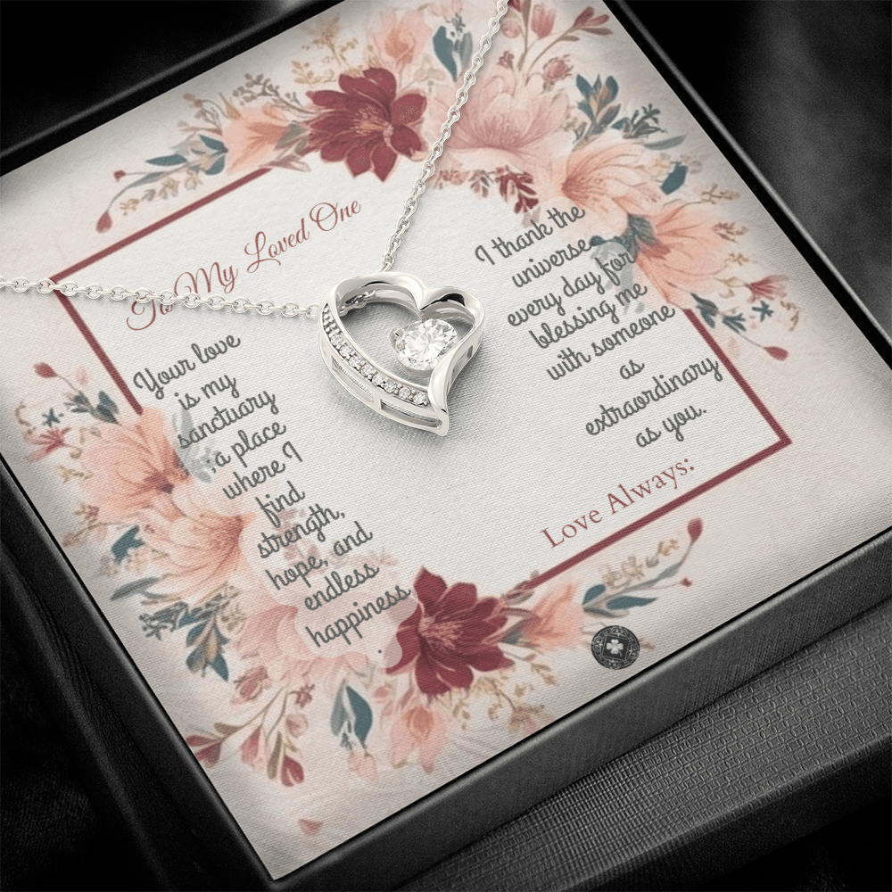 Forever Love Necklace: Darling Jewelry 18k Yellow Gold Mahogany Style Luxury Box with LED The Silver Clover & Co.