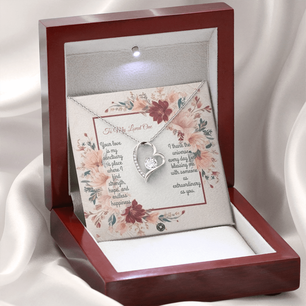 Forever Love Necklace: Darling Jewelry 18k Yellow Gold Mahogany Style Luxury Box with LED The Silver Clover & Co.