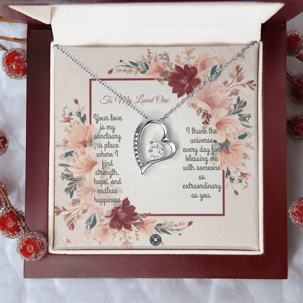 Forever Love Necklace: Darling Jewelry 18k Yellow Gold Mahogany Style Luxury Box with LED The Silver Clover & Co.