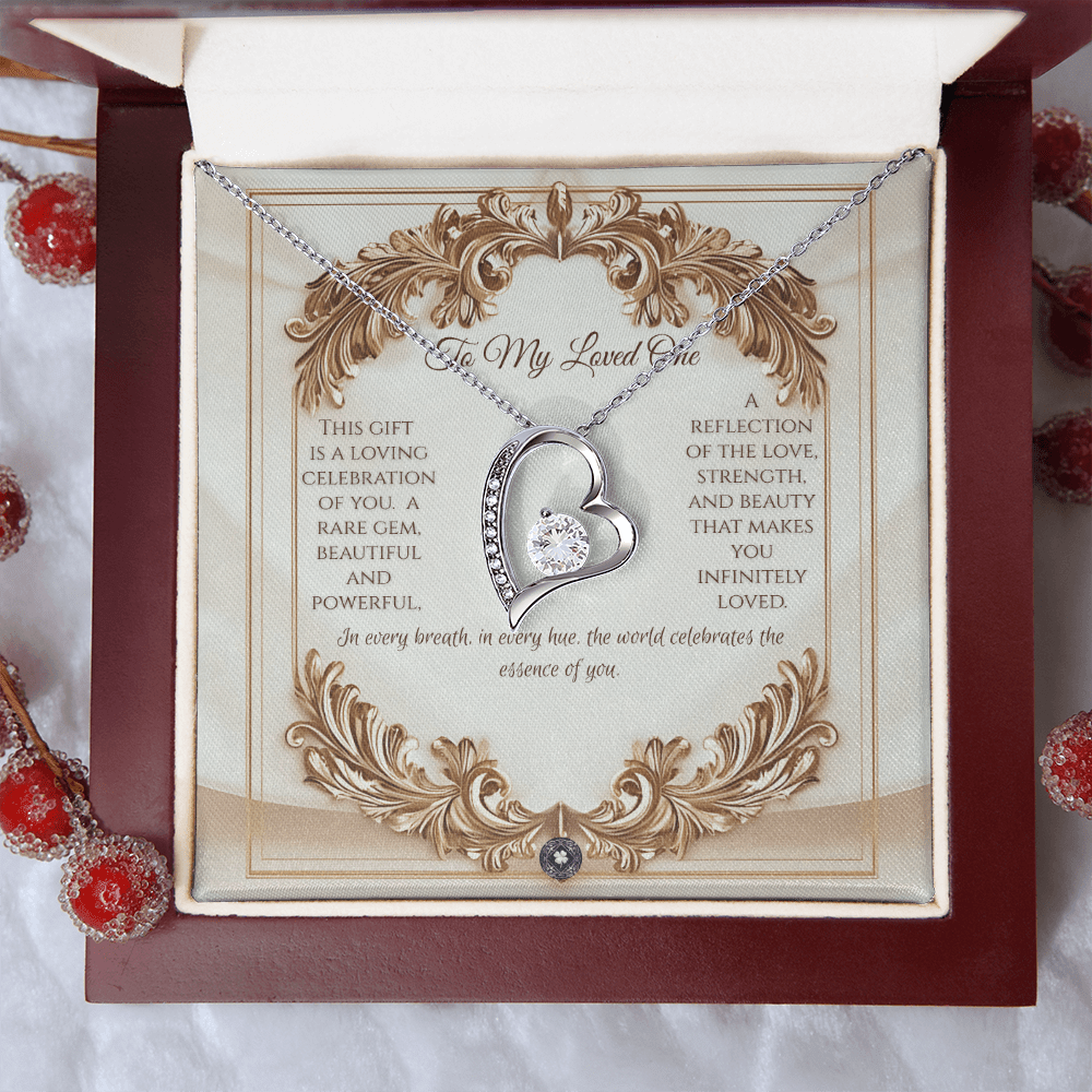 Forever Love Necklace: Elegance Jewelry 14k White Gold Mahogany Style Luxury Box with LED The Silver Clover & Co.