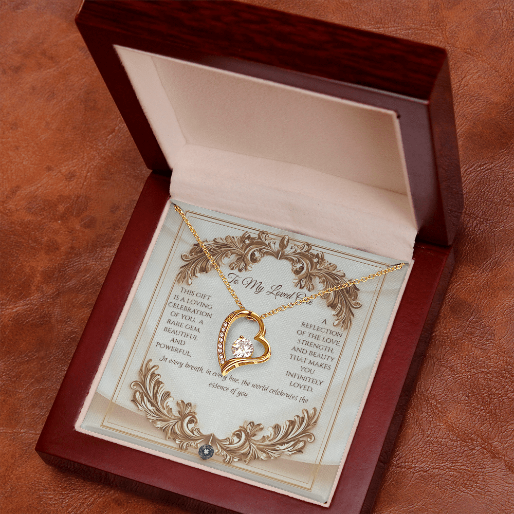 Forever Love Necklace: Elegance Jewelry 18k Yellow Gold Mahogany Style Luxury Box with LED The Silver Clover & Co.