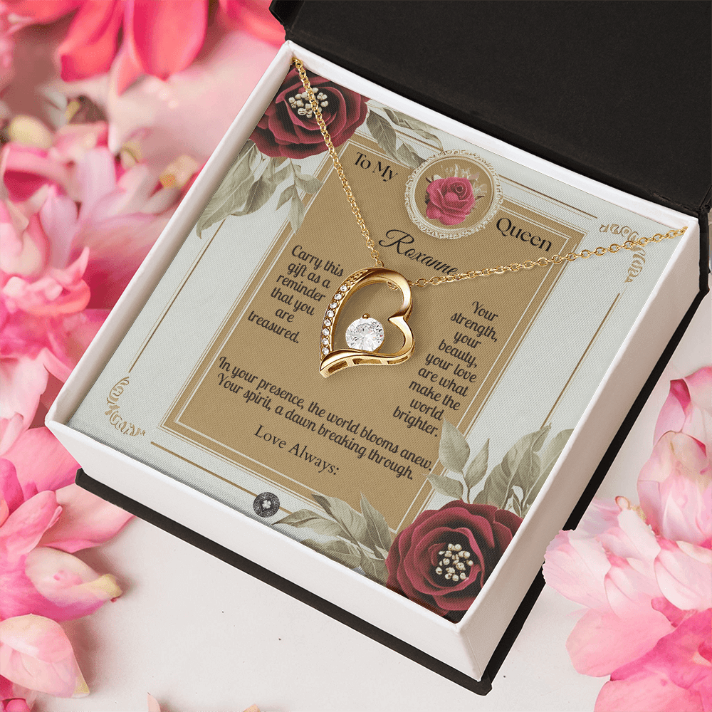 Forever Love Necklace: Queen Jewelry 18k Yellow Gold Two Tone Box The Silver Clover & Co.