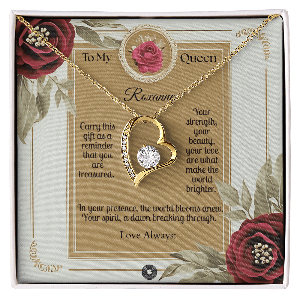 Forever Love Necklace: Queen Jewelry 18k Yellow Gold Two Tone Box The Silver Clover & Co.