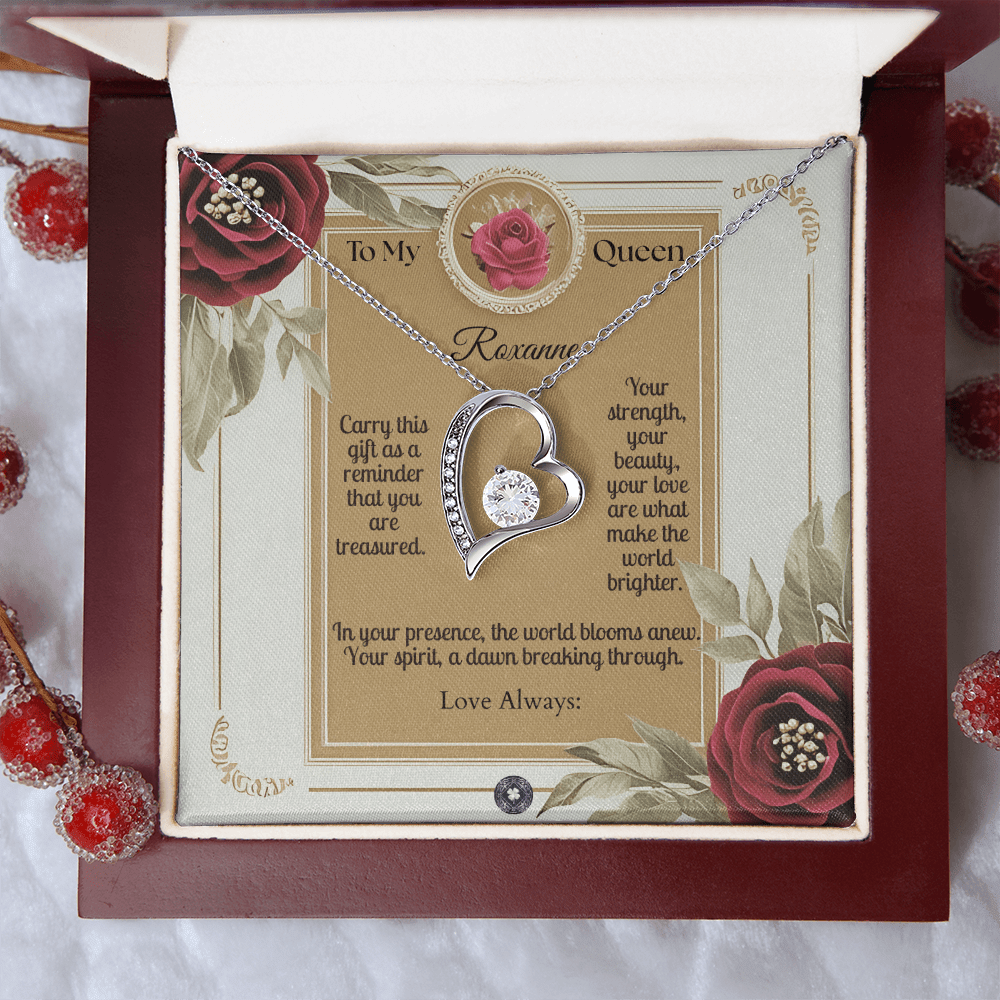 Forever Love Necklace: Queen Jewelry 18k Yellow Gold Two Tone Box The Silver Clover & Co.