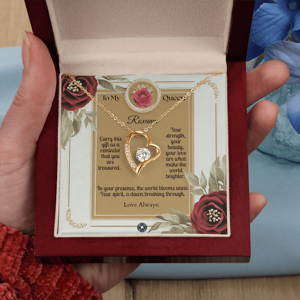 Forever Love Necklace: Queen Jewelry 18k Yellow Gold Two Tone Box The Silver Clover & Co.