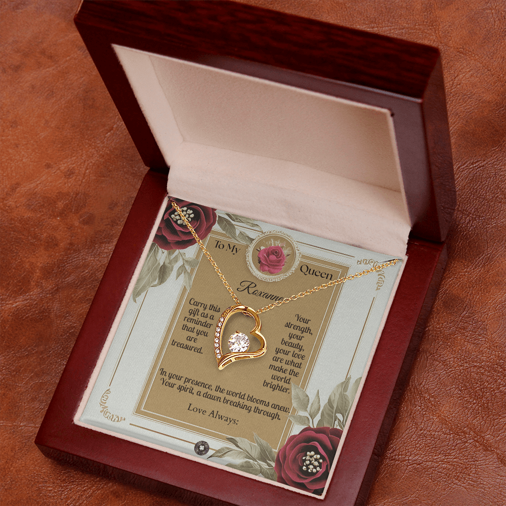 Forever Love Necklace: Queen Jewelry 18k Yellow Gold Two Tone Box The Silver Clover & Co.
