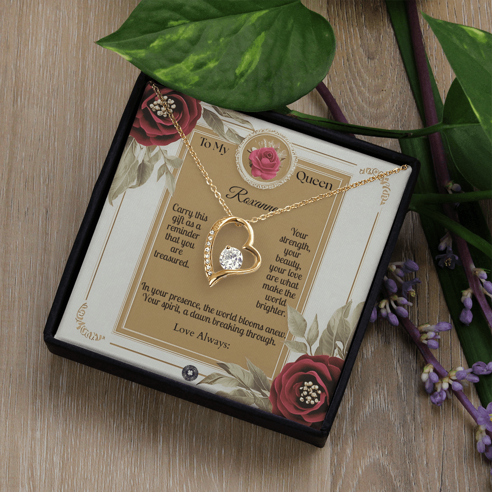 Forever Love Necklace: Queen Jewelry 18k Yellow Gold Two Tone Box The Silver Clover & Co.