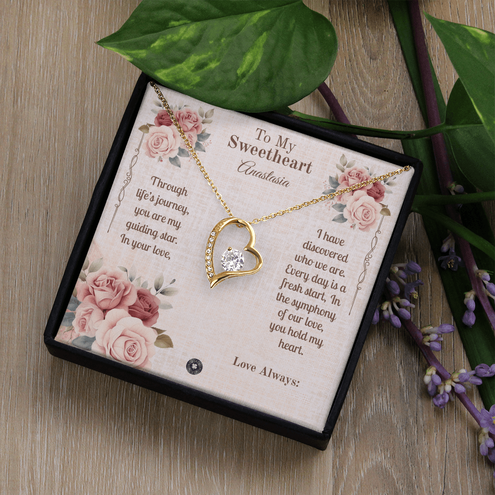 Forever Love Necklace: Sweetheart Jewelry 14k White Gold Finish Standard Box The Silver Clover & Co.
