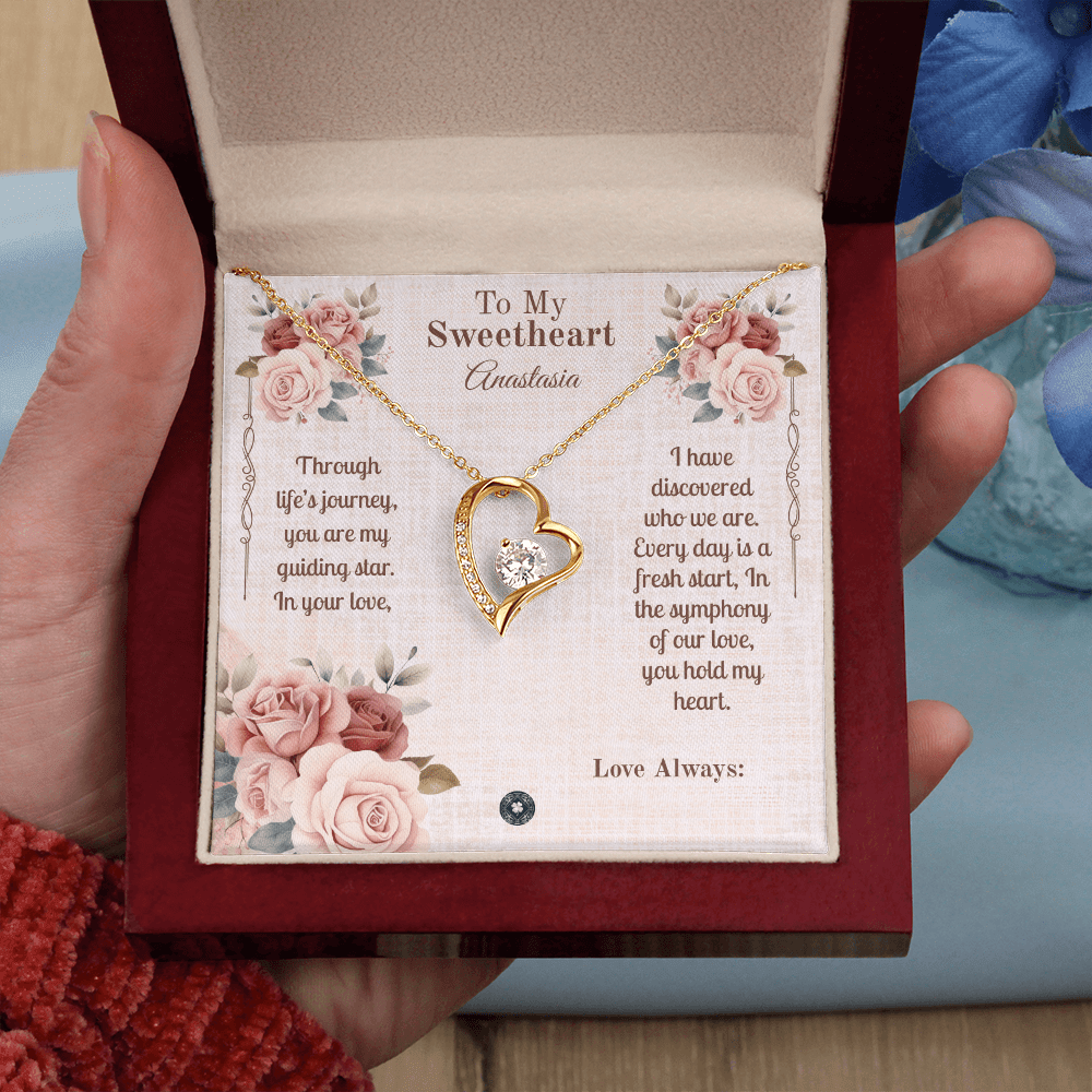 Forever Love Necklace: Sweetheart Jewelry 18k Yellow Gold Finish Standard Box The Silver Clover & Co.