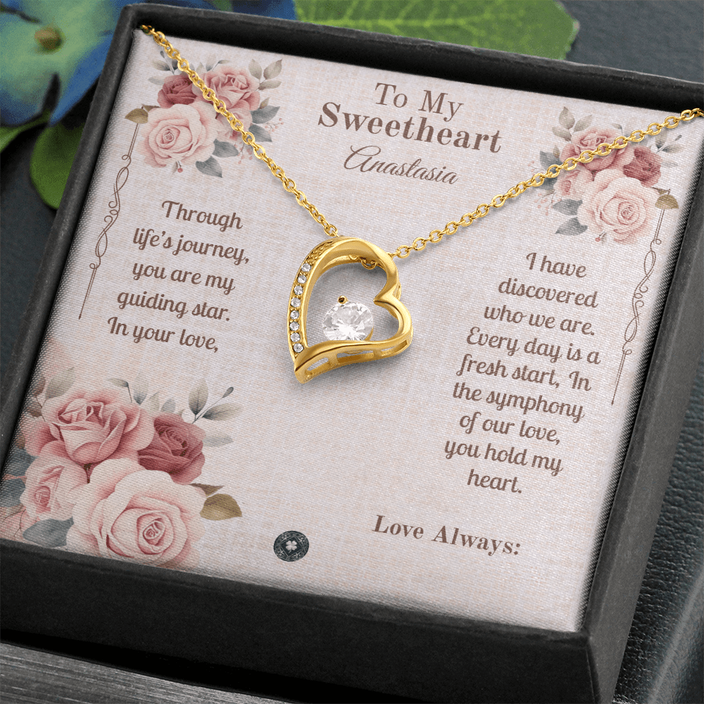 Forever Love Necklace: Sweetheart Jewelry 18k Yellow Gold Finish Standard Box The Silver Clover & Co.