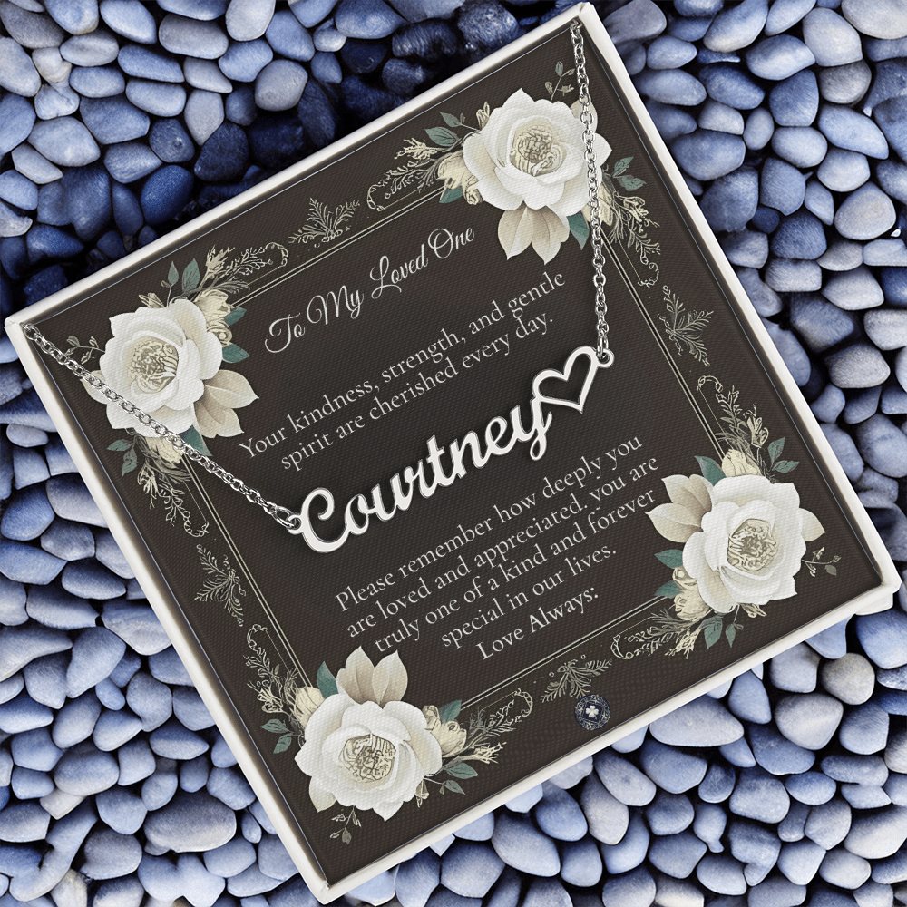 Heart & Name Necklace: Angel Jewelry 18k Yellow Gold Two Tone Box The Silver Clover & Co.