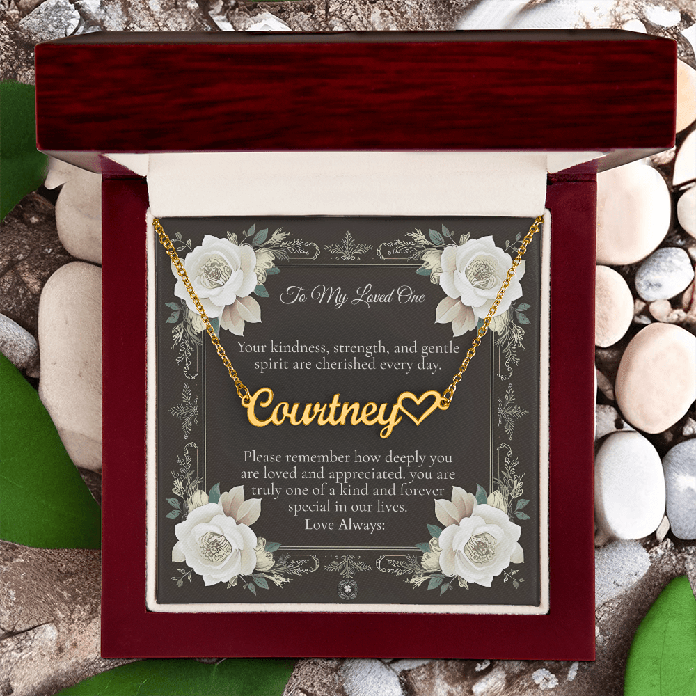 Heart & Name Necklace: Angel Jewelry 18k Yellow Gold Mahogany Style Luxury Box with LED The Silver Clover & Co.