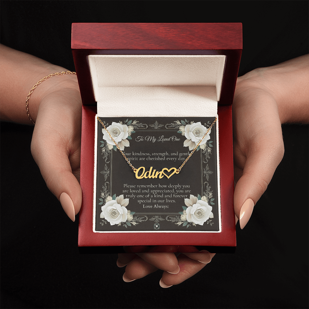 Heart & Name Necklace: Angel Jewelry 18k Yellow Gold Two Tone Box The Silver Clover & Co.