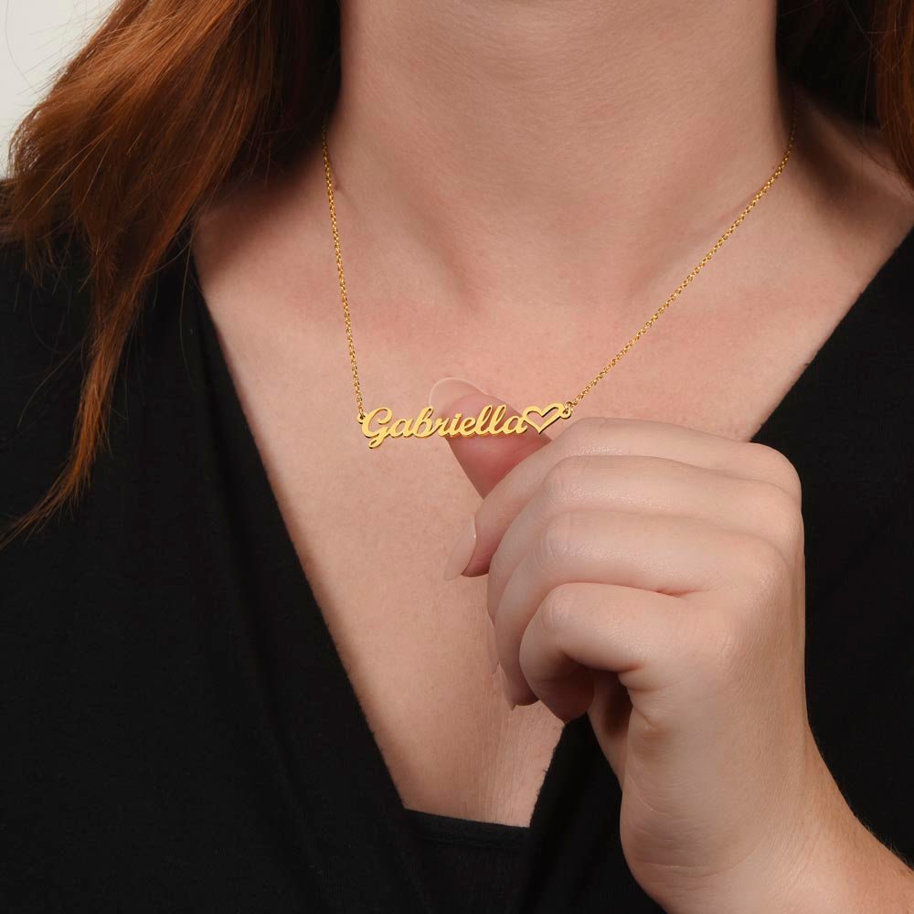 Heart & Name Necklace: Angel Jewelry 18k Yellow Gold Two Tone Box The Silver Clover & Co.