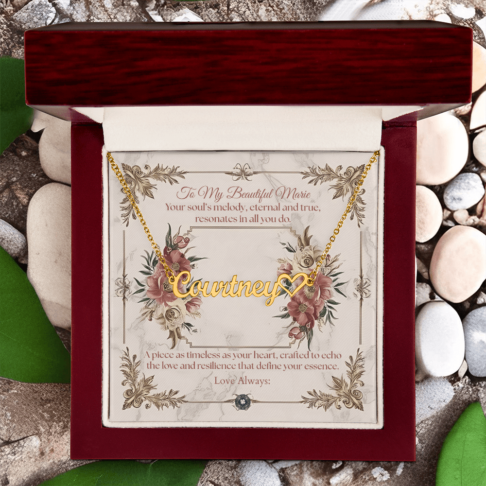 Heart & Name Necklace: Beautiful Jewelry 18k Yellow Gold Two Tone Box The Silver Clover & Co.