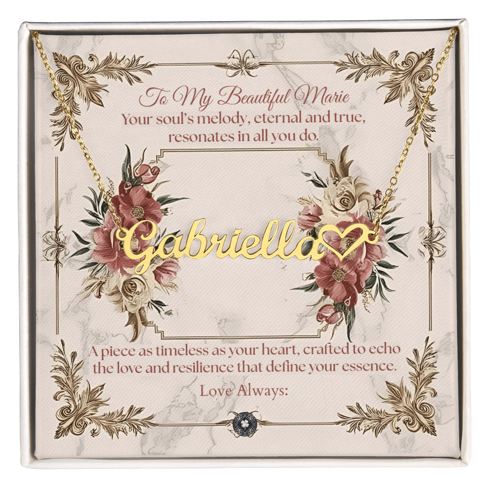 Heart & Name Necklace: Beautiful Jewelry Polished Stainless Steel Two Tone Box The Silver Clover & Co.