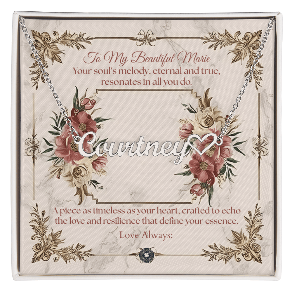 Heart & Name Necklace: Beautiful Jewelry Polished Stainless Steel Two Tone Box The Silver Clover & Co.