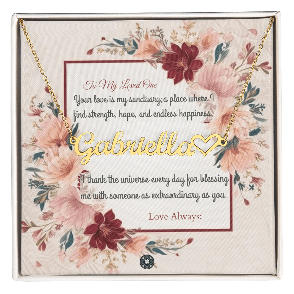 Heart & Name Necklace: Darling Jewelry 18k Yellow Gold Two Tone Box The Silver Clover & Co.