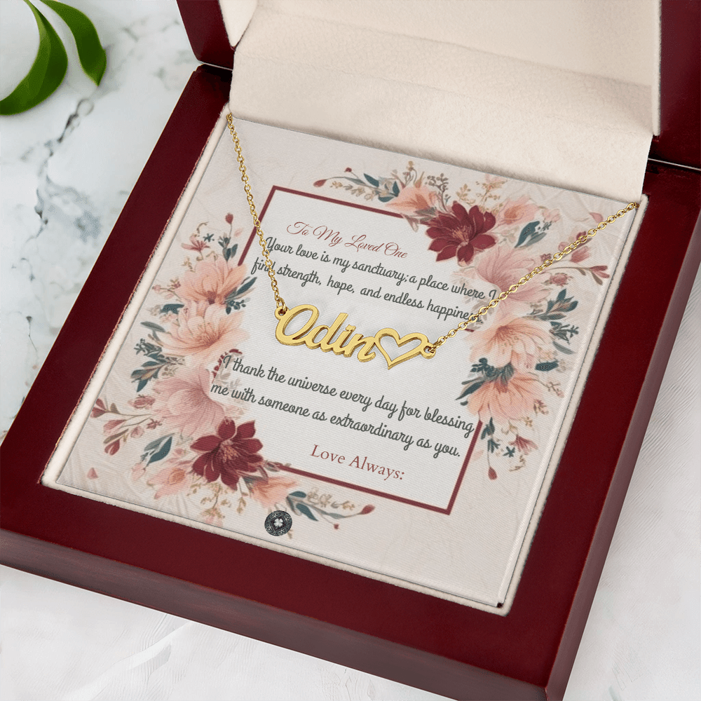 Heart & Name Necklace: Darling Jewelry 18k Yellow Gold Mahogany Style Luxury Box with LED The Silver Clover & Co.