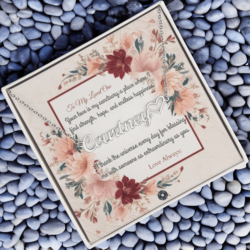 Heart & Name Necklace: Darling Jewelry 18k Yellow Gold Two Tone Box The Silver Clover & Co.