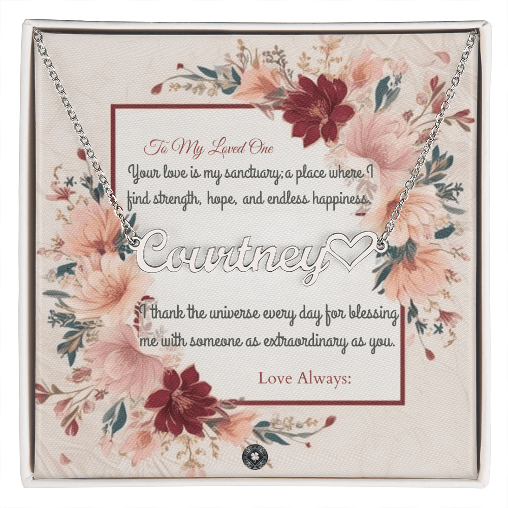 Heart & Name Necklace: Darling Jewelry Polished Stainless Steel Two Tone Box The Silver Clover & Co.