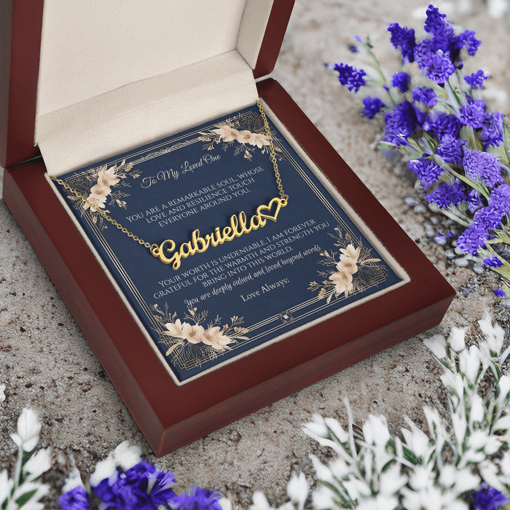 Heart & Name Necklace: Princess Jewelry 18k Yellow Gold Mahogany Style Luxury Box with LED The Silver Clover & Co.