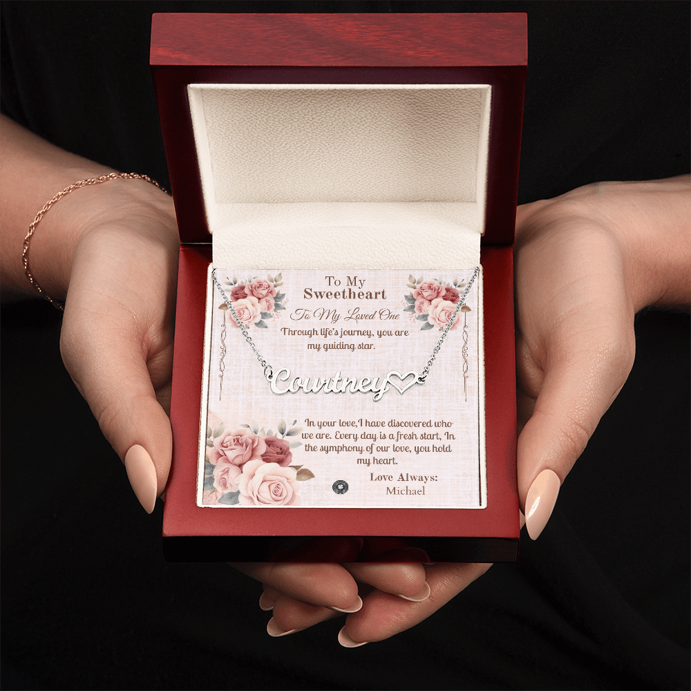 Heart & Name Necklace: Sweetheart Jewelry Polished Stainless Steel Two Tone Box The Silver Clover & Co.