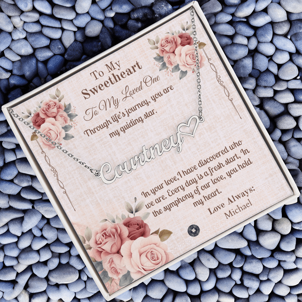 Heart & Name Necklace: Sweetheart Jewelry Polished Stainless Steel Two Tone Box The Silver Clover & Co.