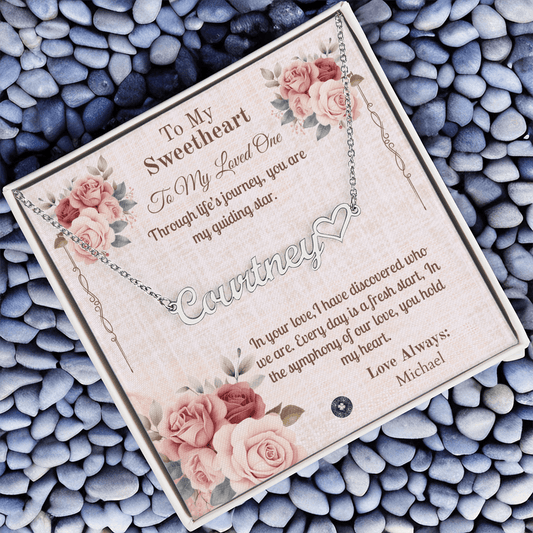 Heart & Name Necklace: Sweetheart Jewelry Polished Stainless Steel Two Tone Box The Silver Clover & Co.