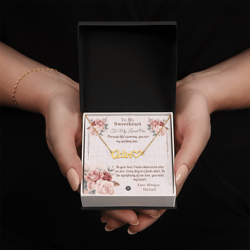 Heart & Name Necklace: Sweetheart Jewelry Polished Stainless Steel Two Tone Box The Silver Clover & Co.