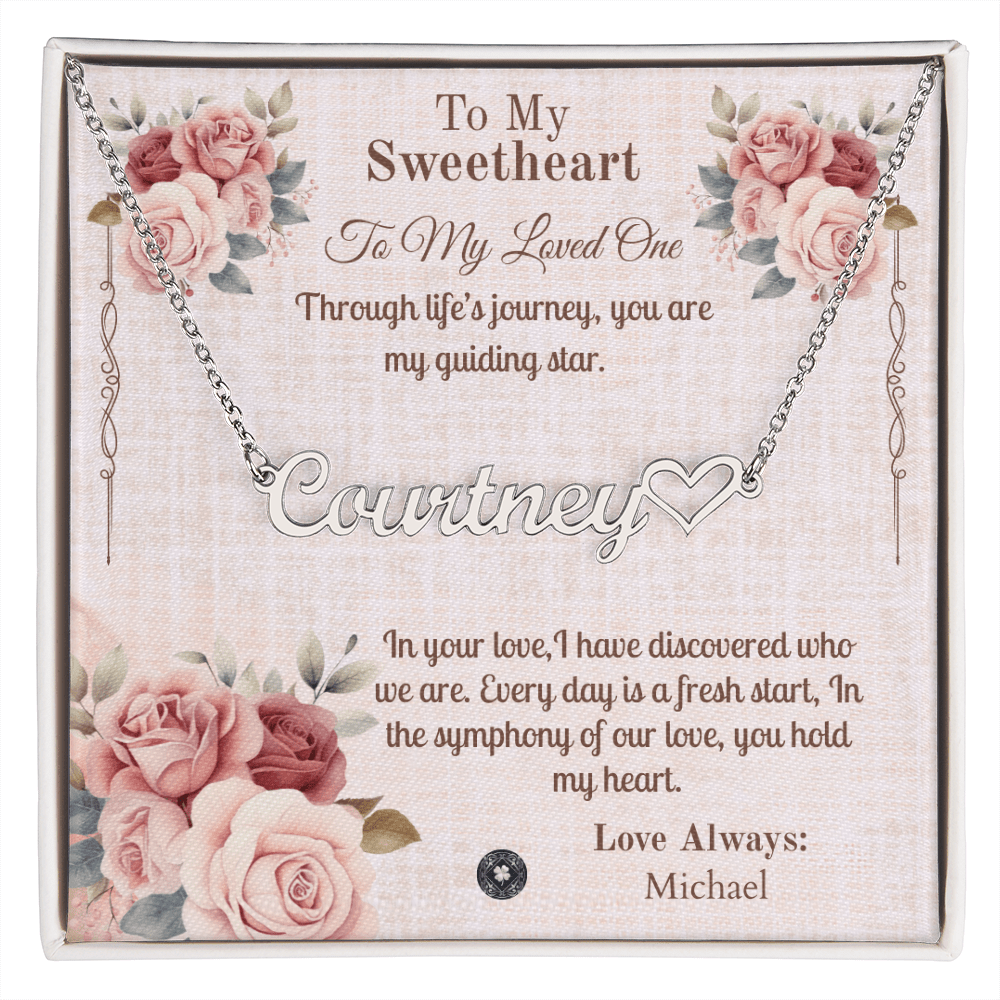 Heart & Name Necklace: Sweetheart Jewelry Polished Stainless Steel Two Tone Box The Silver Clover & Co.