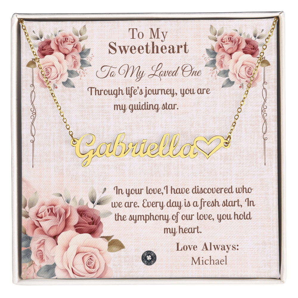 Heart & Name Necklace: Sweetheart Jewelry Polished Stainless Steel Two Tone Box The Silver Clover & Co.