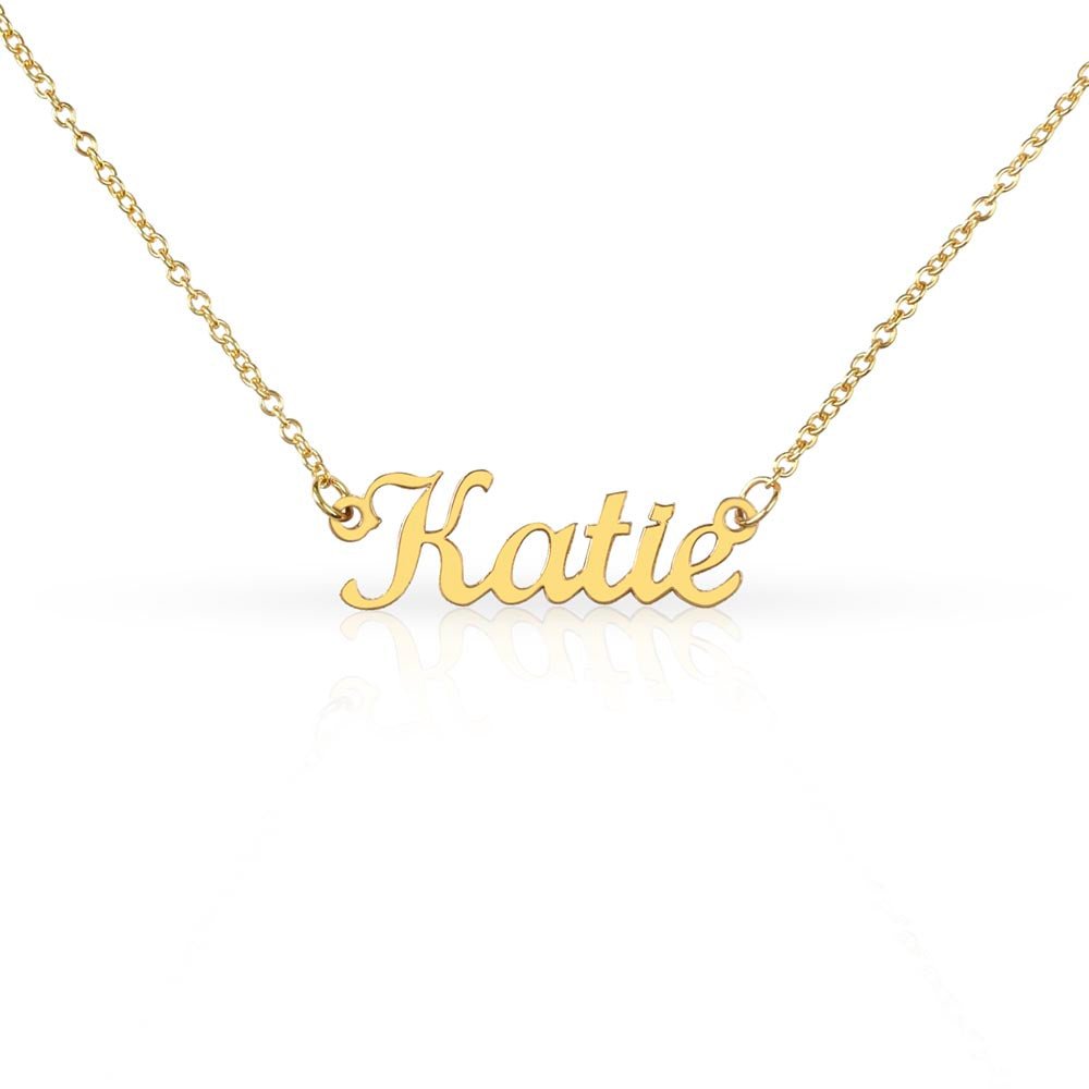 Horizontal Name Necklace Jewelry 18k Yellow Gold Two Tone Box The Silver Clover & Co.
