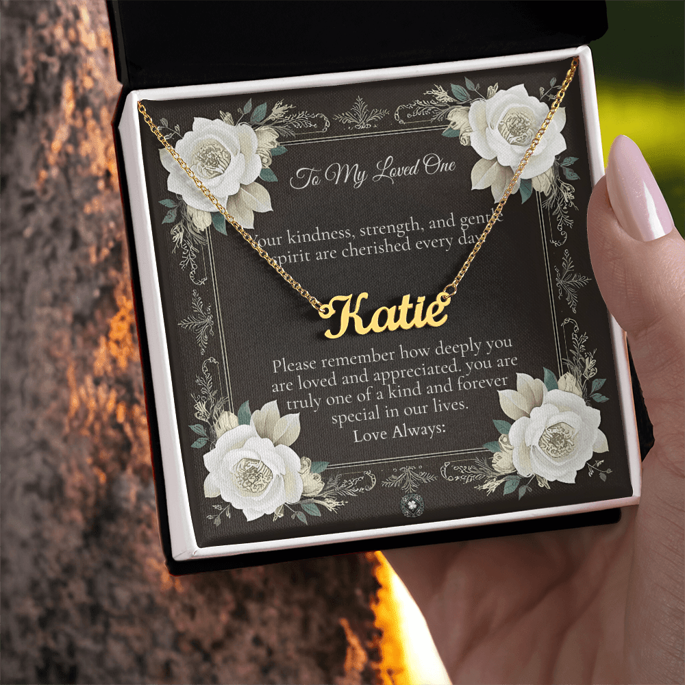 Horizontal Name Necklace: Angel Jewelry 18k Yellow Gold Two Tone Box The Silver Clover & Co.