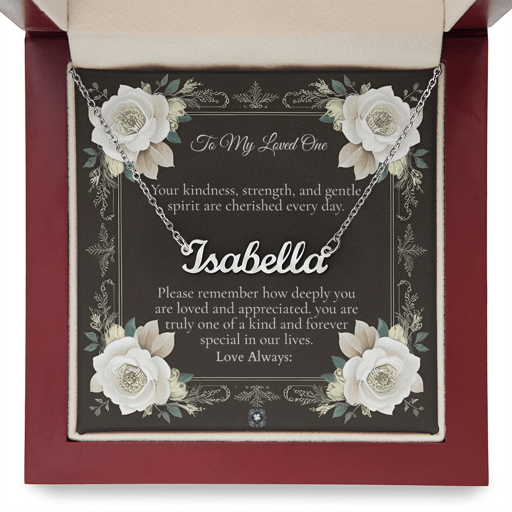 Horizontal Name Necklace: Angel Jewelry Polished Stainless Steel Two Tone Box The Silver Clover & Co.