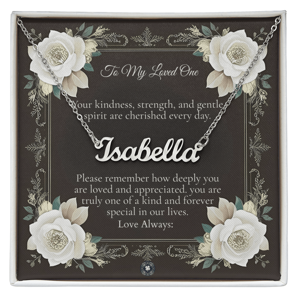 Horizontal Name Necklace: Angel Jewelry Polished Stainless Steel Two Tone Box The Silver Clover & Co.